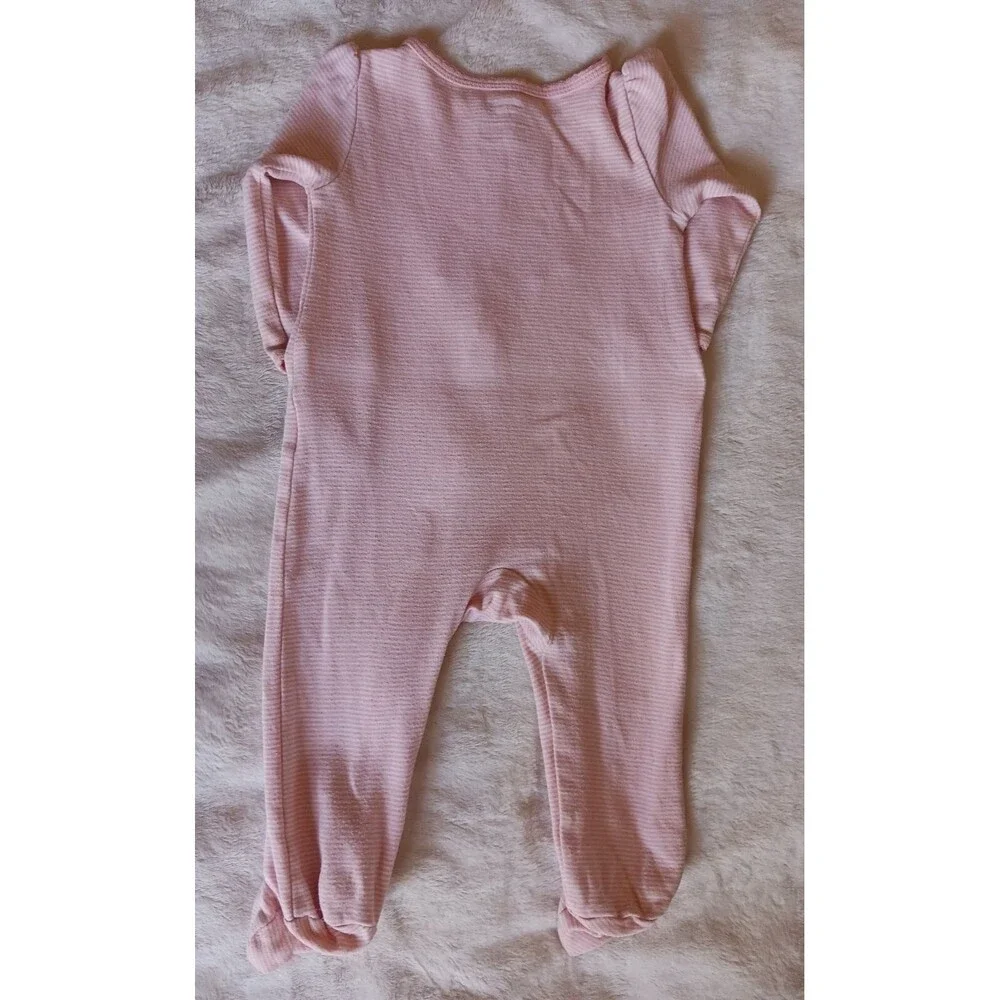 pajama 9 months Carters Girl baby white Pink Stripe Fox sleeper infant sleepwear